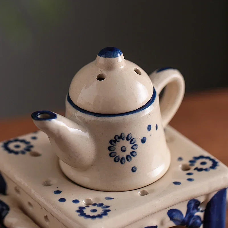 Classical Retro Candle Essential Oils Burner Creative Ceramic Teapot Aromatherapy Oil Lamp Fragrance Burners Home Decor