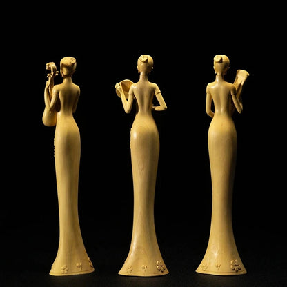 Classical beauty sculpture Chinese style Cheongsam beauty three beauty ladies decoration carving home decoration of m