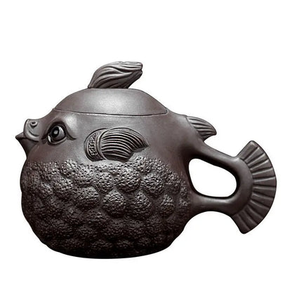 Clay Pot Household Kungfu Tea Creative Handmade Fugu Teapot With Purple Sand Yixing Zisha Teapot for Tea in a Cup Heated Kettle