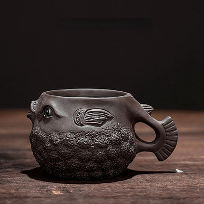 Clay Pot Household Kungfu Tea Creative Handmade Fugu Teapot With Purple Sand Yixing Zisha Teapot for Tea in a Cup Heated Kettle