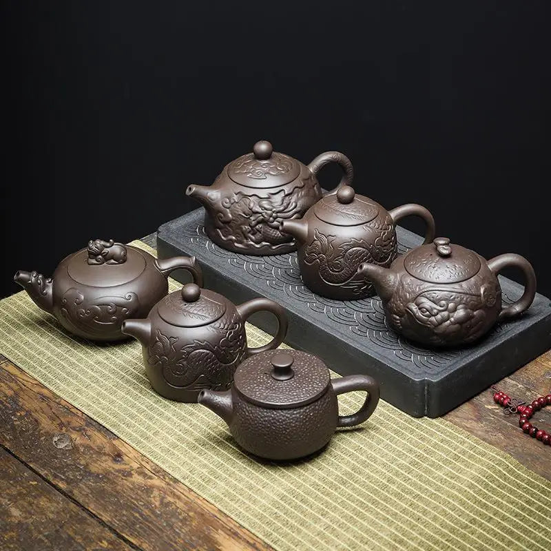 Clay Teapot Ceramic Puer Oolong Tea Pot Small Capacity Tea Set Kung Fu Dragon Drinkware