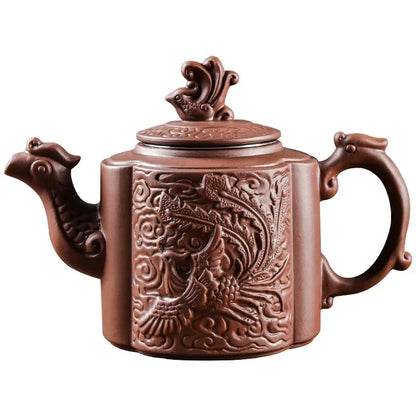 Clay Zisha Teapot Large Handmade Dragon Teapot Single Pot Ceramic Household Kungfu Tea Set Tea Cup Set