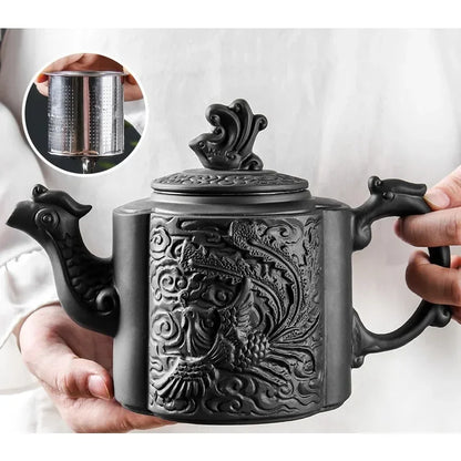 Clay Zisha Teapot Large Handmade Dragon Teapot Single Pot Ceramic Household Kungfu Tea Set Tea Cup Set