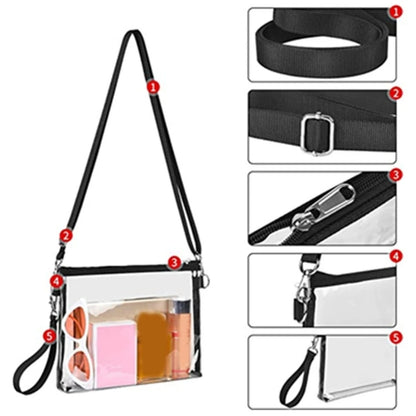 Clear Travel Shoulder Crossbody Bags with Adjustable Strap for Men Women Work Concert Sports Bag