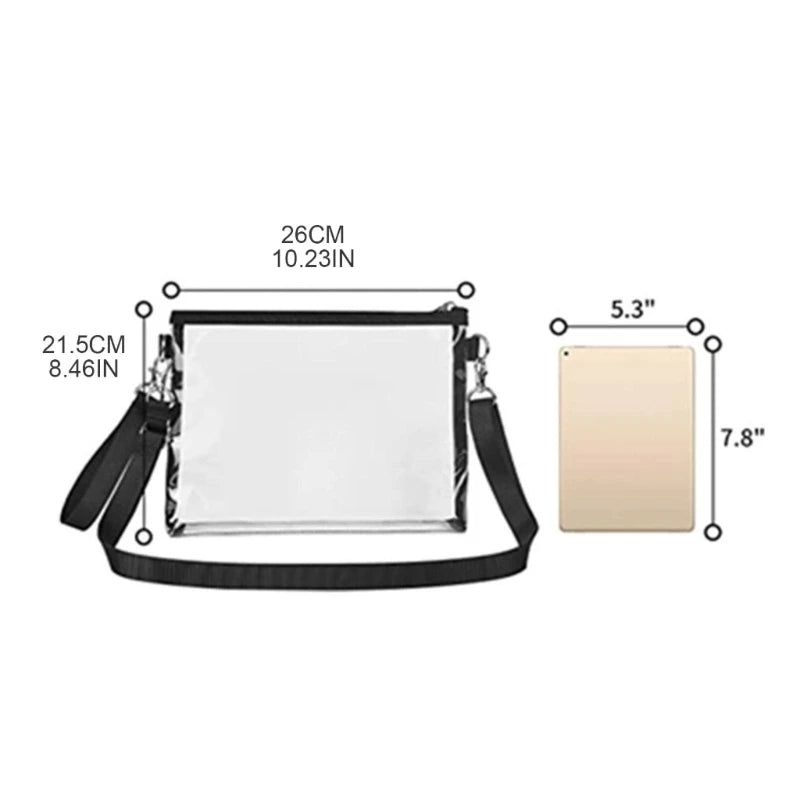 Clear Travel Shoulder Crossbody Bags with Adjustable Strap for Men Women Work Concert Sports Bag