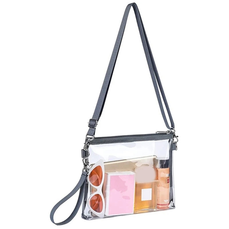 Clear Travel Shoulder Crossbody Bags with Adjustable Strap for Men Women Work Concert Sports Bag