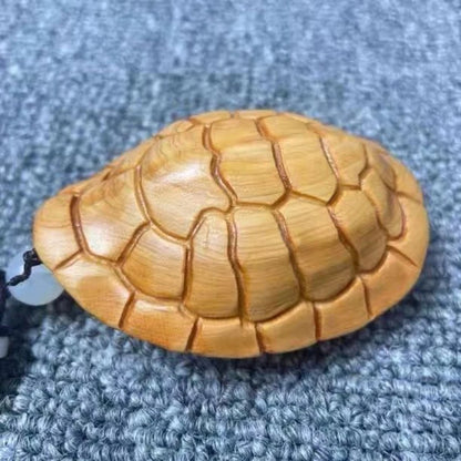 Cliff Cypress Hand Piece Rich World Hand Piece Turtle Shell Wood Carving Artifact Tea Pet Pendant Decoration Wooden Statue