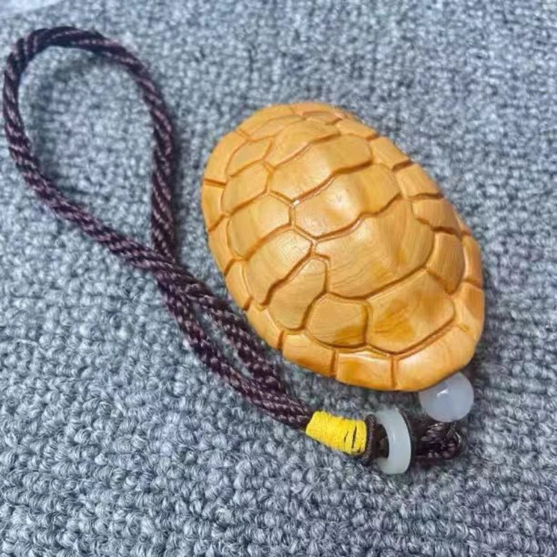 Cliff Cypress Hand Piece Rich World Hand Piece Turtle Shell Wood Carving Artifact Tea Pet Pendant Decoration Wooden Statue