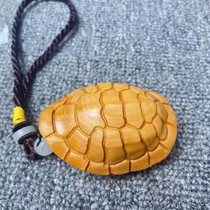 Cliff Cypress Hand Piece Rich World Hand Piece Turtle Shell Wood Carving Artifact Tea Pet Pendant Decoration Wooden Statue