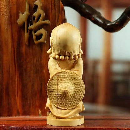 Cliff Cypress Wood Bring Wealth and Good Luck Dharma Zen enlightenment Ornaments Solid Wood Carving Home Crafts Decorations