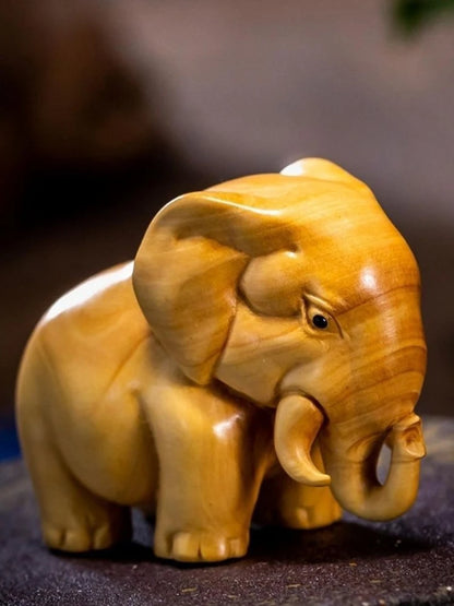 Cliff Cypress Wood Carving【Bring Wealth Lucky-Rhinoceros elephant hippopotamus】Originality Home Decoration Sculpture Modern Arts