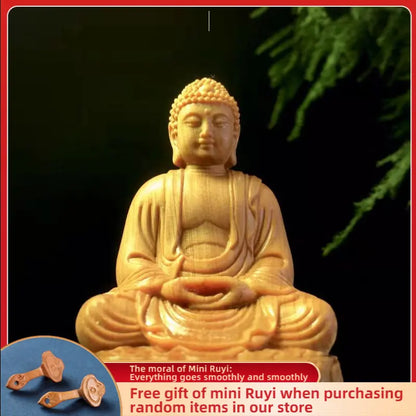 Cliff Cypress Wood Carving Dayagi Car Decoration Solid Wood Shakya Such As Buddha Home Decoration Sculpture Modern Art