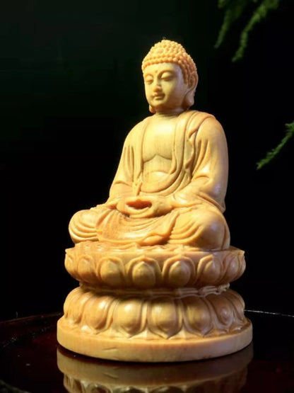 Cliff Cypress Wood Carving Dayagi Car Decoration Solid Wood Shakya Such As Buddha Home Decoration Sculpture Modern Art