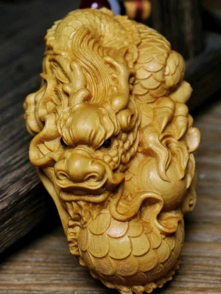Cliff Cypress Wood Carving Fairy Dragon Design Sculpture Hand Piece of Handicraft Pieces Wooden Figurines Statues for Decoration