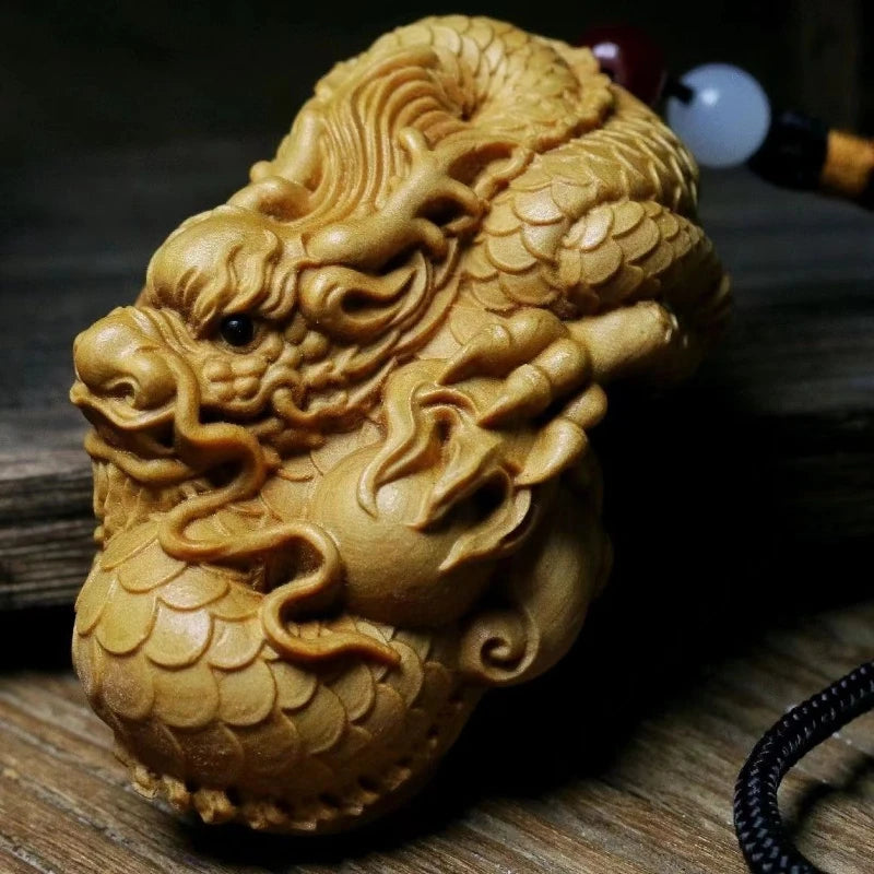 Cliff Cypress Wood Carving Fairy Dragon Design Sculpture Hand Piece of Handicraft Pieces Wooden Figurines Statues for Decoration