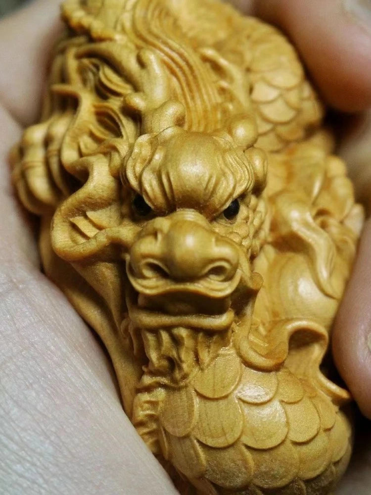 Cliff Cypress Wood Carving Fairy Dragon Design Sculpture Hand Piece of Handicraft Pieces Wooden Figurines Statues for Decoration