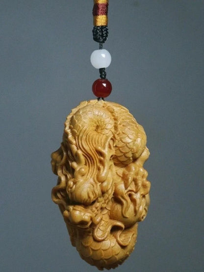 Cliff Cypress Wood Carving Fairy Dragon Design Sculpture Hand Piece of Handicraft Pieces Wooden Figurines Statues for Decoration
