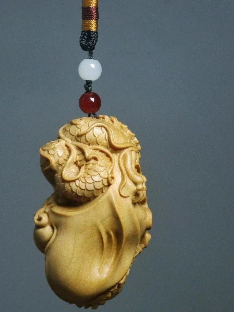 Cliff Cypress Wood Carving Fairy Dragon Design Sculpture Hand Piece of Handicraft Pieces Wooden Figurines Statues for Decoration