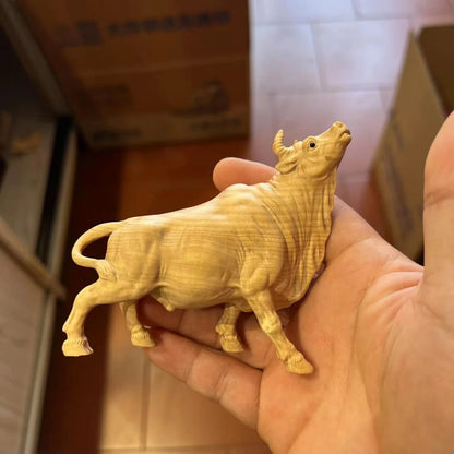 Cliff cypress wood carving, zodiac zodiac zodiac animal, ox decoration, living room company office desktop opening decoration