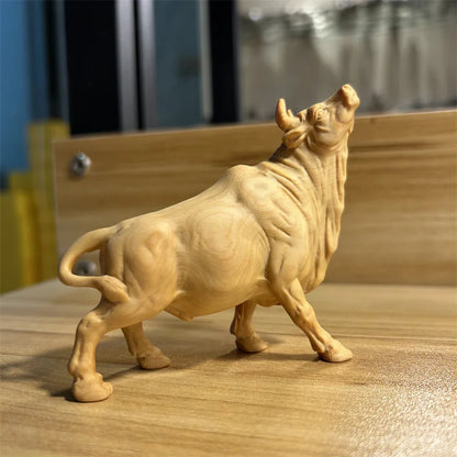 Cliff cypress wood carving, zodiac zodiac zodiac animal, ox decoration, living room company office desktop opening decoration
