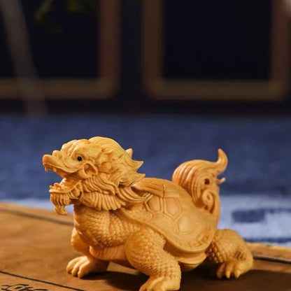 Cliff cypress wood, longevity, dragon turtle, and natural solid wood carving dominate the following game, attracting wealth