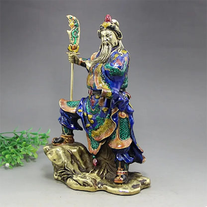 Cloisonne enamel Copper crafts Archaize do old Buddha ornament GuanYu Buddha guan gong statue figure Guan yu figurine Antique