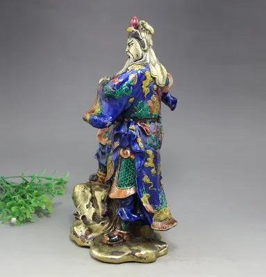 Cloisonne enamel Copper crafts Archaize do old Buddha ornament GuanYu Buddha guan gong statue figure Guan yu figurine Antique
