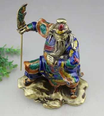 Cloisonne enamel Copper crafts Archaize do old Buddha ornament GuanYu Buddha guan gong statue figure Guan yu figurine Antique