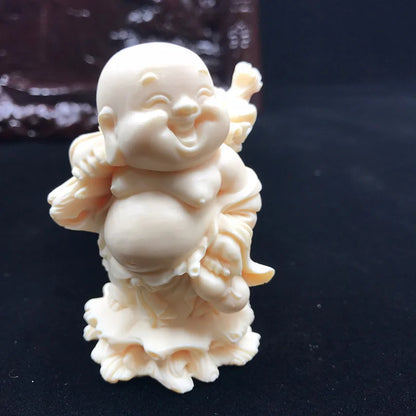 Cloth Bag Monk Characters Figurine Resin engraving Chinese Laughing Buddha Lovely Home Room Office Feng Shui Decoration Statue