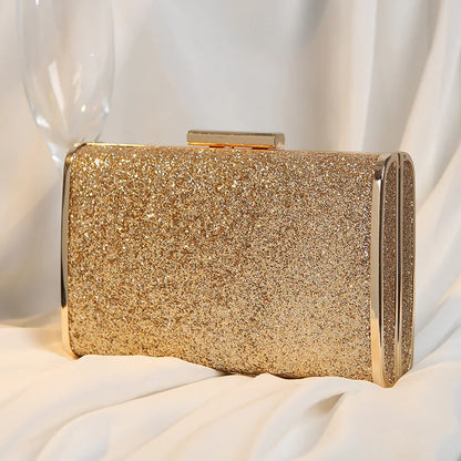 Clutch Bag Gold Sequined Shining Dinner Fashion Party Formal Dress Handbags with Chain Wedding Bride Ladies Square Purses Luxury