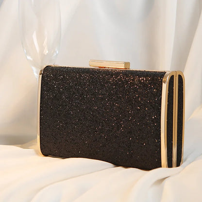 Clutch Bag Gold Sequined Shining Dinner Fashion Party Formal Dress Handbags with Chain Wedding Bride Ladies Square Purses Luxury