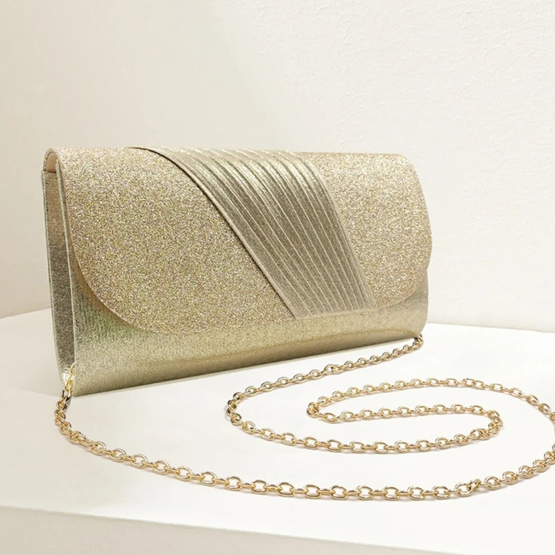 Clutch Purse Evening Bag Women Prom Sparkling Handbag With Detachable Chain
