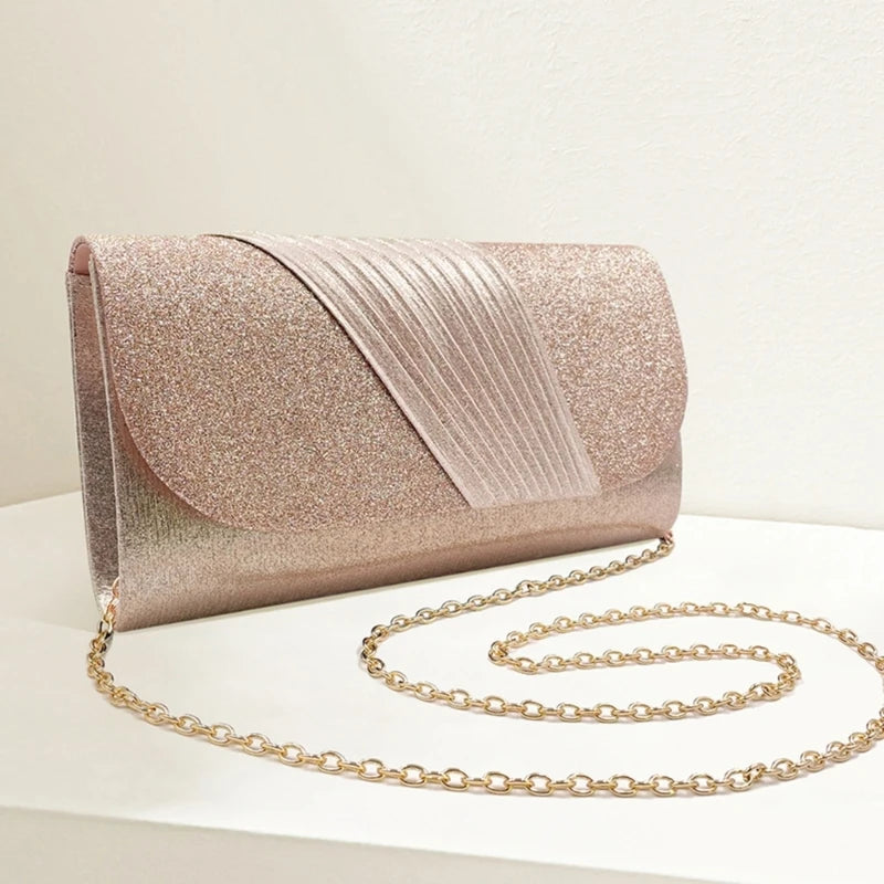 Clutch Purse Evening Bag Women Prom Sparkling Handbag With Detachable Chain