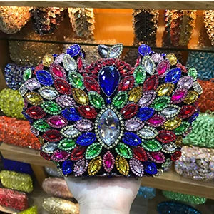 Clutch XIYUAN Luxury gold Crystal Clutch Handbag Full Diamond Evening Bag Party clutch Purse Shoulder Rhinestone Bag for wedding