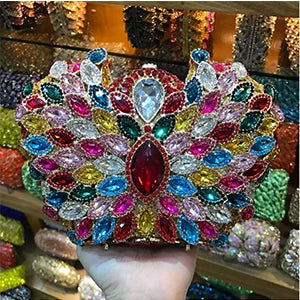 Clutch XIYUAN Luxury gold Crystal Clutch Handbag Full Diamond Evening Bag Party clutch Purse Shoulder Rhinestone Bag for wedding