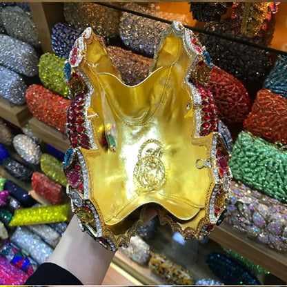 Clutch XIYUAN Luxury gold Crystal Clutch Handbag Full Diamond Evening Bag Party clutch Purse Shoulder Rhinestone Bag for wedding