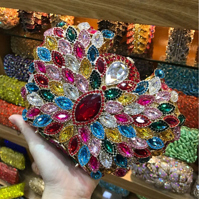 Clutch XIYUAN Luxury gold Crystal Clutch Handbag Full Diamond Evening Bag Party clutch Purse Shoulder Rhinestone Bag for wedding