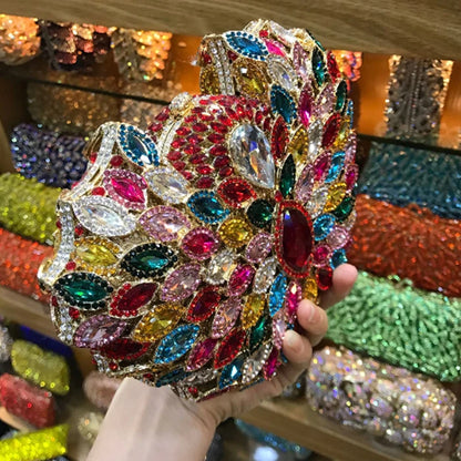 Clutch XIYUAN Luxury gold Crystal Clutch Handbag Full Diamond Evening Bag Party clutch Purse Shoulder Rhinestone Bag for wedding