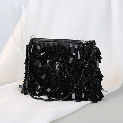 Clutch for Woman 2024 Elegant Tassel Sequined Hand Beading Korea Style Ladies Handbags Party Evening Bags Zipper Soft Wallets