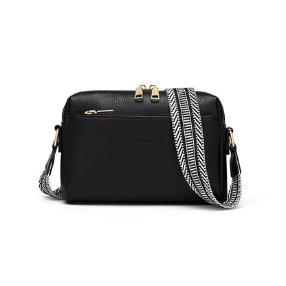 Cnoles Small Crossbody Purse for Women Zip Cell Phone Leather Handbag with Colored Shoulder Strap