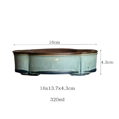 Coarse Pottery Begonia Pot Bearing Dry Bubble Plate Ginkgo Gold Foil Small Tea Tray Ceramic KungFu Tea Set Pot Holder Tea Holder