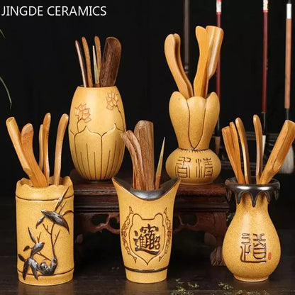 Coarse Pottery Tea Can Tea Set Accessories Traditional Tea Ceremony Six Gentleman Ceramic Teaware Tool Suit Tea Table Decoration