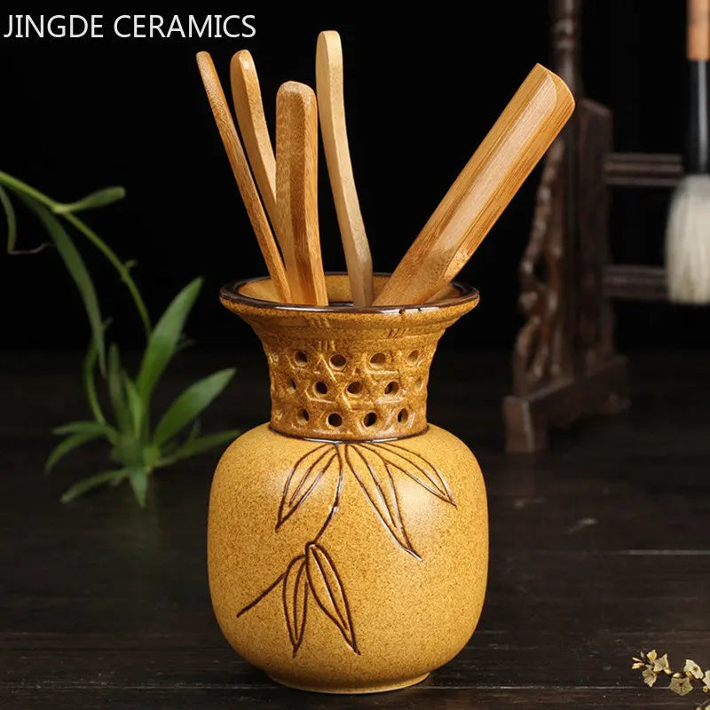 Coarse Pottery Tea Can Tea Set Accessories Traditional Tea Ceremony Six Gentleman Ceramic Teaware Tool Suit Tea Table Decoration