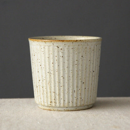 Coarse Pottery Tea Cup Vertical Stripes Teaware Handmade Retro Water Cup Japanese Handheld Office Ceramic Coffee Milk Tea Cups