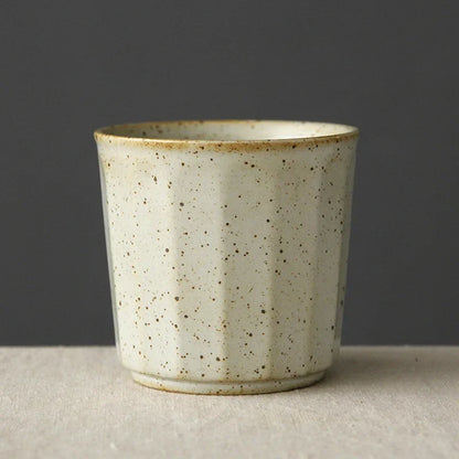 Coarse Pottery Tea Cup Vertical Stripes Teaware Handmade Retro Water Cup Japanese Handheld Office Ceramic Coffee Milk Tea Cups