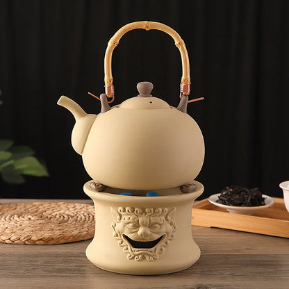 Coarse pottery retro tea set teapot clay beam kettle ceramic kettle Boiling teapot Kung fu tea set ceramic pot health pot