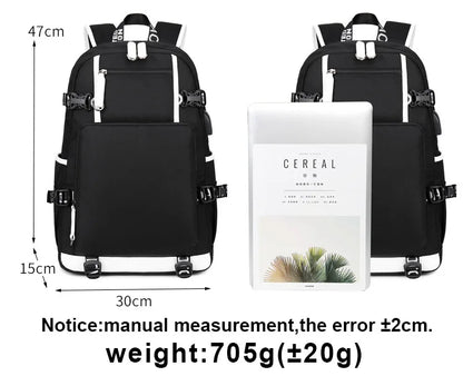 Cobra Kai Backpack Girl Boy Schoolbag Large Capacity Laptop Bag Waterproof Multifunction USB Charging Backpack
