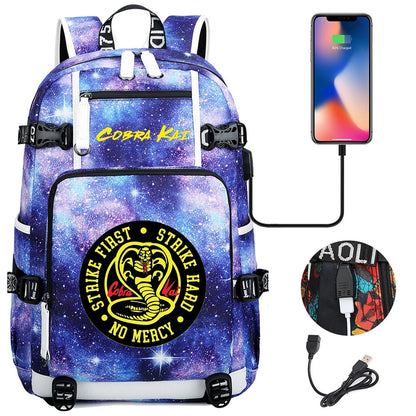 Cobra Kai Backpack Girl Boy Schoolbag Large Capacity Laptop Bag Waterproof Multifunction USB Charging Backpack