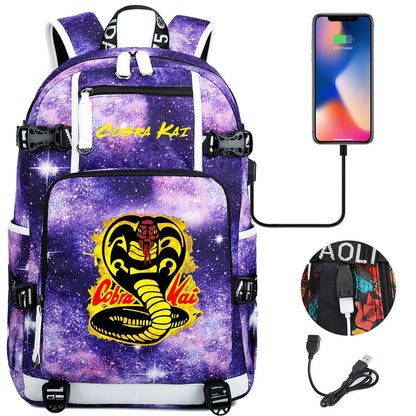 Cobra Kai Backpack Girl Boy Schoolbag Large Capacity Laptop Bag Waterproof Multifunction USB Charging Backpack