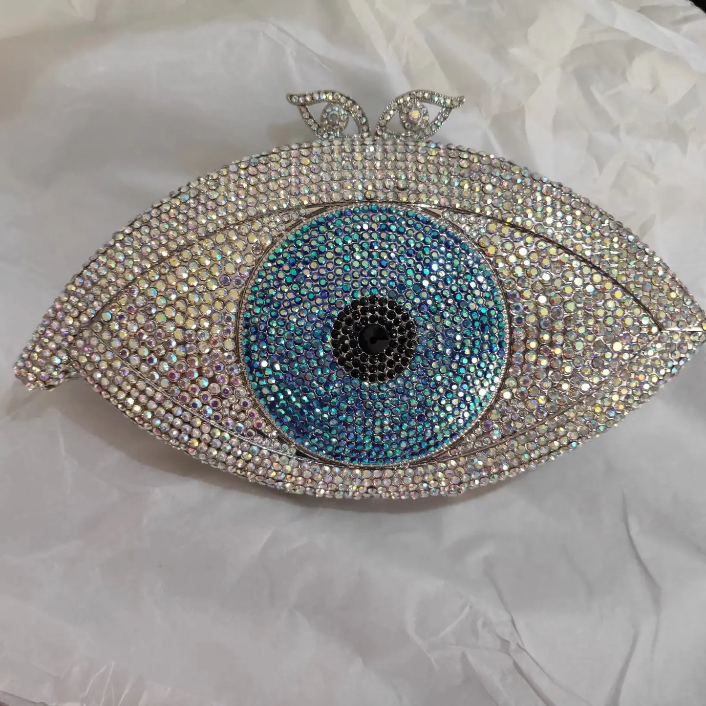 Cocktail Party Grey AB Evil Eyes Handbag Woman Diamond Crystal Cocktail Prom Evening Purse Wedding Bridal Banquet Rhinestone Bag